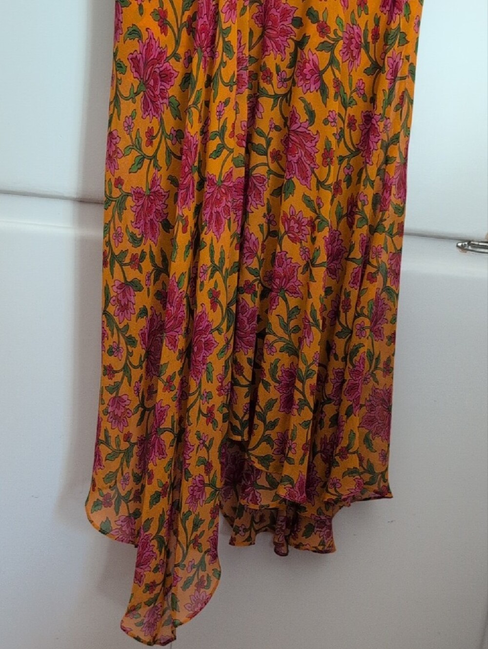 Veronica Beard Dovima Dress In Hot Orange Multi - Silk - Picture 7 of 9